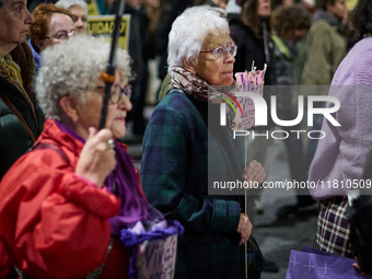 A feminist demonstration takes place in Madrid, Spain, on November 25, 2024. (