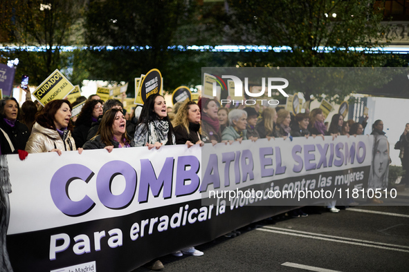 A feminist demonstration takes place in Madrid, Spain, on November 25, 2024. 