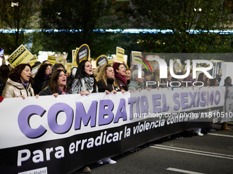 A feminist demonstration takes place in Madrid, Spain, on November 25, 2024. (