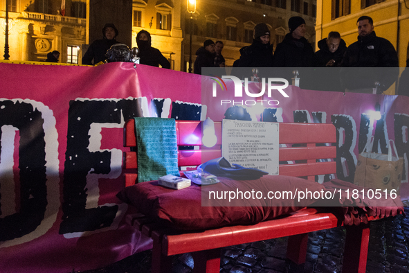 Participants gather for the demonstration on the occasion of the International Day for the Elimination of Violence against Women outside Mon...