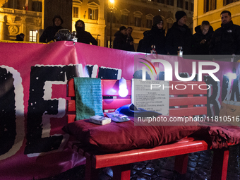 Participants gather for the demonstration on the occasion of the International Day for the Elimination of Violence against Women outside Mon...