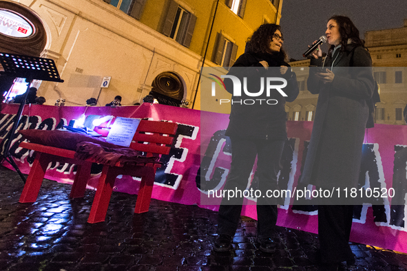 Participants gather for the demonstration on the occasion of the International Day for the Elimination of Violence against Women outside Mon...