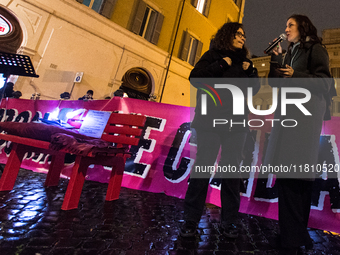 Participants gather for the demonstration on the occasion of the International Day for the Elimination of Violence against Women outside Mon...