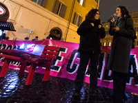 Participants gather for the demonstration on the occasion of the International Day for the Elimination of Violence against Women outside Mon...