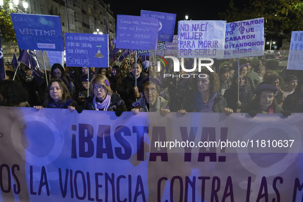 The demonstration for the International Day for the Elimination of Violence against Women takes place in the streets of Santander, Spain, on...