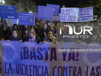 The demonstration for the International Day for the Elimination of Violence against Women takes place in the streets of Santander, Spain, on...