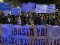 The demonstration for the International Day for the Elimination of Violence against Women takes place in the streets of Santander, Spain, on...