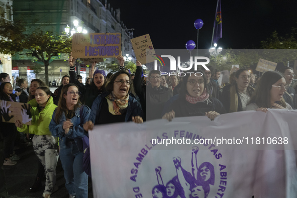 The demonstration for the International Day for the Elimination of Violence against Women takes place in the streets of Santander, Spain, on...