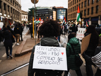 Demonstrators participate in a pro-Palestinian protest in Piazza Duomo in Milan, Italy, on November 23, 2024 (