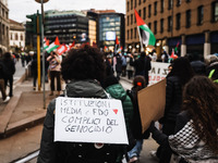 Demonstrators participate in a pro-Palestinian protest in Piazza Duomo in Milan, Italy, on November 23, 2024 (