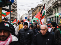 Demonstrators participate in a pro-Palestinian protest in Piazza Duomo in Milan, Italy, on November 23, 2024 (