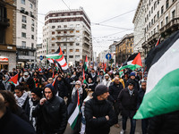 Demonstrators participate in a pro-Palestinian protest in Piazza Duomo in Milan, Italy, on November 23, 2024 (