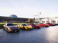 A general view of a Ferrari car is on display during the Milano AutoClassica fair at Rho Fieramilano in Milan, Italy, on November 17, 2024....