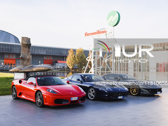 A general view of a Ferrari car is on display during the Milano AutoClassica fair at Rho Fieramilano in Milan, Italy, on November 17, 2024....