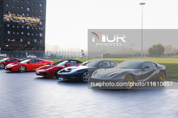 A general view of a Ferrari car is on display during the Milano AutoClassica fair at Rho Fieramilano in Milan, Italy, on November 17, 2024. 