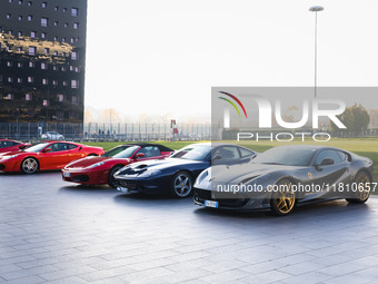 A general view of a Ferrari car is on display during the Milano AutoClassica fair at Rho Fieramilano in Milan, Italy, on November 17, 2024....