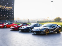 A general view of a Ferrari car is on display during the Milano AutoClassica fair at Rho Fieramilano in Milan, Italy, on November 17, 2024....