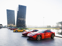 A general view of a Ferrari car is on display during the Milano AutoClassica fair at Rho Fieramilano in Milan, Italy, on November 17, 2024....