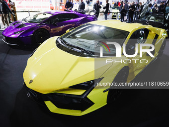 A general view of a Lamborghini car is on display during the Milano AutoClassica fair at Rho Fieramilano in Milan, Italy, on November 17, 20...