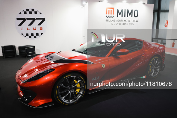 A general view of a Ferrari car is on display during the Milano AutoClassica fair at Rho Fieramilano in Milan, Italy, on November 17, 2024. 