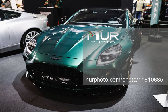 A general view of an Aston Martin car is on display during the Milano AutoClassica fair at Rho Fieramilano in Milan, Italy, on November 17,...