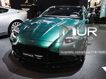 A general view of an Aston Martin car is on display during the Milano AutoClassica fair at Rho Fieramilano in Milan, Italy, on November 17,...