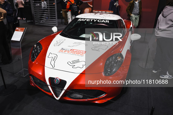 A general view of an Alfa Romeo car is on display during the Milano AutoClassica fair at Rho Fieramilano in Milan, Italy, on November 17, 20...