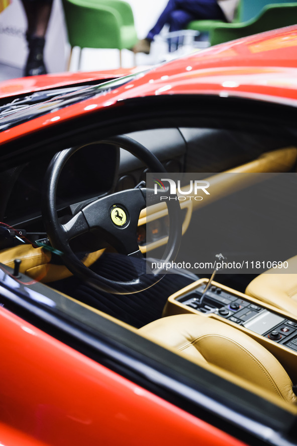 A general view of a Ferrari car is on display during the Milano AutoClassica fair at Rho Fieramilano in Milan, Italy, on November 17, 2024. 