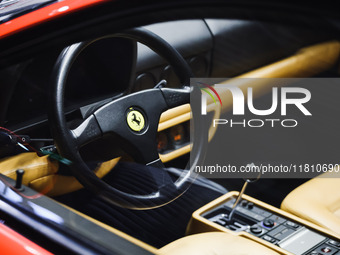 A general view of a Ferrari car is on display during the Milano AutoClassica fair at Rho Fieramilano in Milan, Italy, on November 17, 2024....