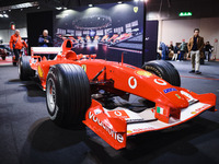 A general view of a Ferrari car is on display during the Milano AutoClassica fair at Rho Fieramilano in Milan, Italy, on November 17, 2024....