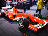 A general view of a Ferrari car is on display during the Milano AutoClassica fair at Rho Fieramilano in Milan, Italy, on November 17, 2024....