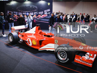 A general view of a Ferrari car is on display during the Milano AutoClassica fair at Rho Fieramilano in Milan, Italy, on November 17, 2024....