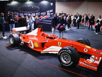 A general view of a Ferrari car is on display during the Milano AutoClassica fair at Rho Fieramilano in Milan, Italy, on November 17, 2024....