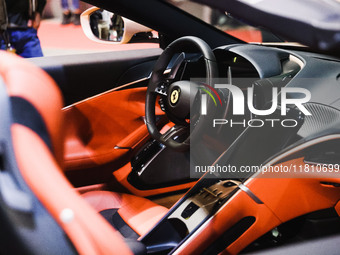 A general view of a Ferrari car is on display during the Milano AutoClassica fair at Rho Fieramilano in Milan, Italy, on November 17, 2024....