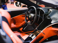 A general view of a Ferrari car is on display during the Milano AutoClassica fair at Rho Fieramilano in Milan, Italy, on November 17, 2024....