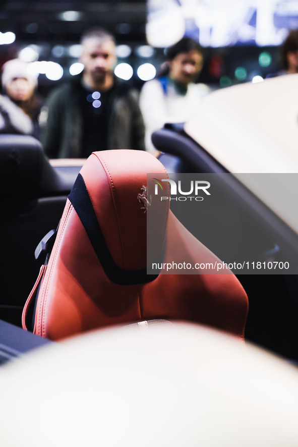 A general view of a Ferrari car is on display during the Milano AutoClassica fair at Rho Fieramilano in Milan, Italy, on November 17, 2024. 