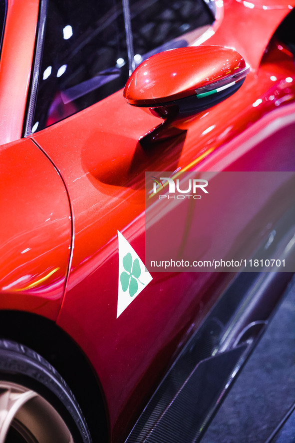 A general view of an Alfa Romeo car is on display during the Milano AutoClassica fair at Rho Fieramilano in Milan, Italy, on November 17, 20...