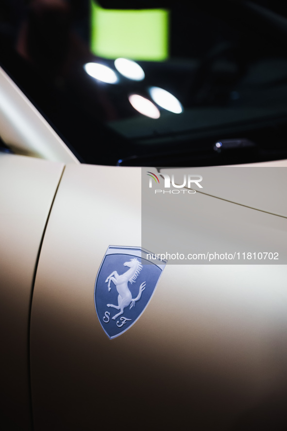 A general view of a Ferrari car is on display during the Milano AutoClassica fair at Rho Fieramilano in Milan, Italy, on November 17, 2024. 