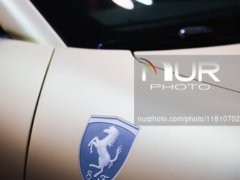 A general view of a Ferrari car is on display during the Milano AutoClassica fair at Rho Fieramilano in Milan, Italy, on November 17, 2024....