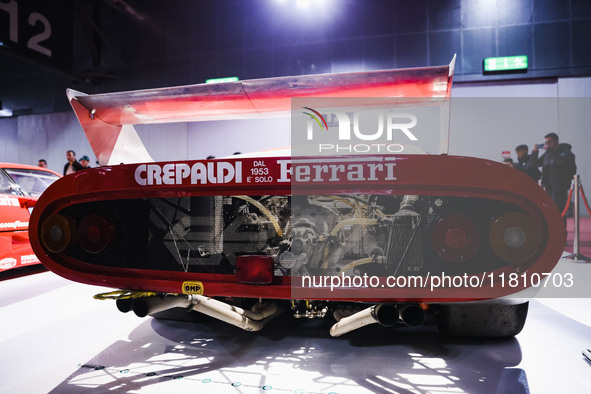 A general view of a Ferrari car is on display during the Milano AutoClassica fair at Rho Fieramilano in Milan, Italy, on November 17, 2024. 