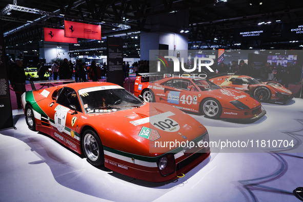 A general view of a Ferrari car is on display during the Milano AutoClassica fair at Rho Fieramilano in Milan, Italy, on November 17, 2024. 