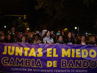 Thousands of people take to the streets of Madrid, Spain, on November 25, 2024, during the demonstration organized by the 8M Commission on t...