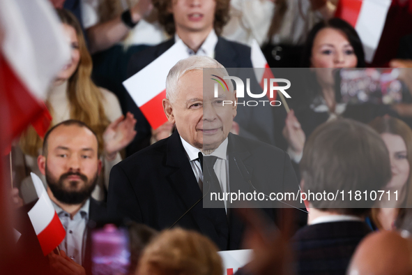 Law and Justice party leader Jaroslaw Kaczynski during the convention in Krakow, Poland on November 24, 2024. The biggest Polish opposition...