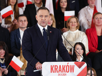 Karol Nawrocki during the convention in Krakow, Poland on November 24, 2024. The biggest Polish opposition party Law and Justice nominated K...