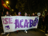 Thousands of people take to the streets of Madrid, Spain, on November 25, 2024, during the demonstration organized by the 8M Commission on t...