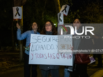 Thousands of people take to the streets of Madrid, Spain, on November 25, 2024, during the demonstration organized by the 8M Commission on t...