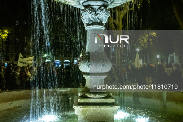 Thousands of people take to the streets of Madrid, Spain, on November 25, 2024, during the demonstration organized by the 8M Commission on t...