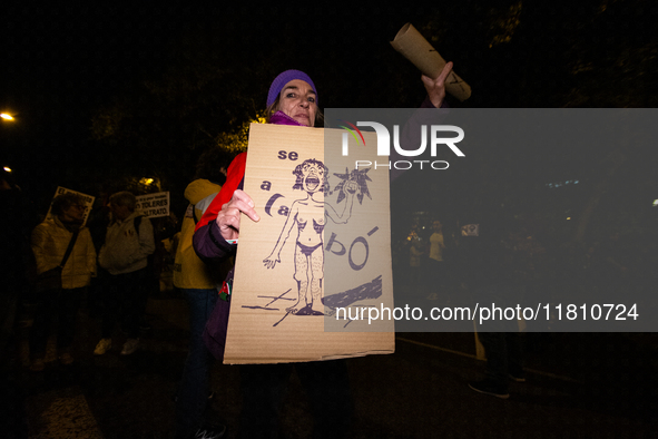 Thousands of people take to the streets of Madrid, Spain, on November 25, 2024, during the demonstration organized by the 8M Commission on t...