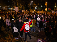 Thousands of people take to the streets of Madrid, Spain, on November 25, 2024, during the demonstration organized by the 8M Commission on t...