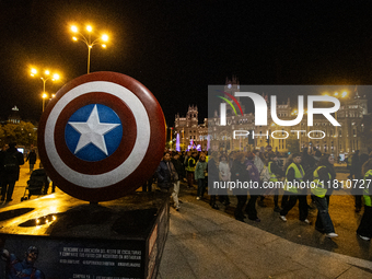 Thousands of people take to the streets of Madrid, Spain, on November 25, 2024, during the demonstration organized by the 8M Commission on t...